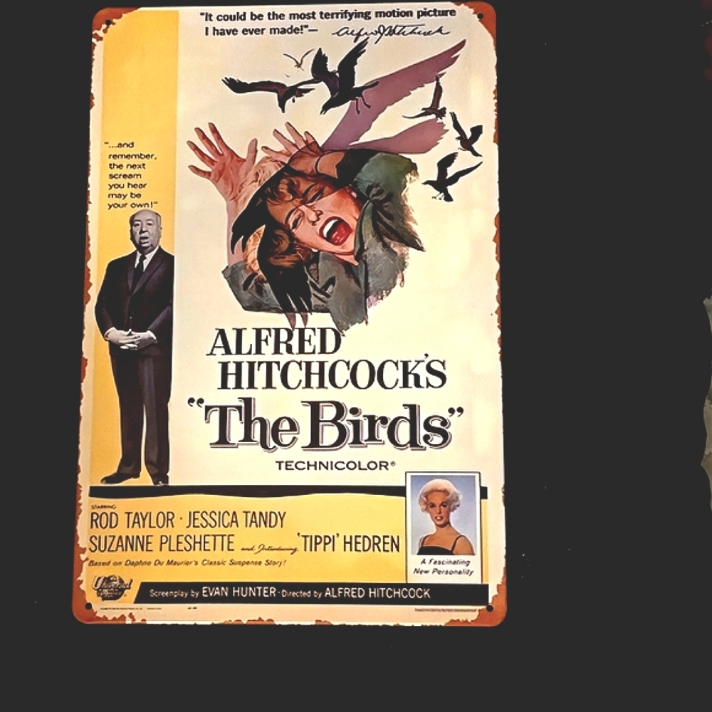 Alfred Hitchcock Birds Movie Decorative Aluminum Sign